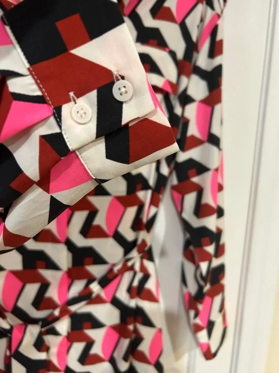 Express Geometric Print Shirt Dress in Pink & Black NWT - Picture 3 of 8